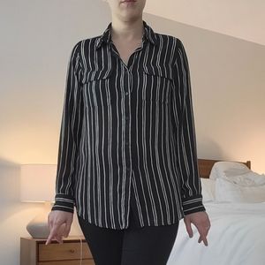 Black and white striped blouse